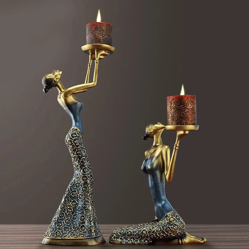 

PINNY Dancing Girl Polyresin Candle Stand Romantic Decorative Candle Holder European Classical Home Decoration Nordic Candelabra