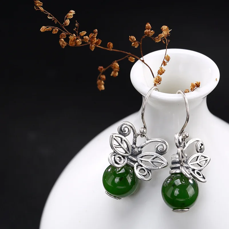 

2018 Top Fashion Genuine 925 Sterling Silver Drop Earrings For Women Rushed Brinco Mosaic Butterfly Lady Earrings Wholesale