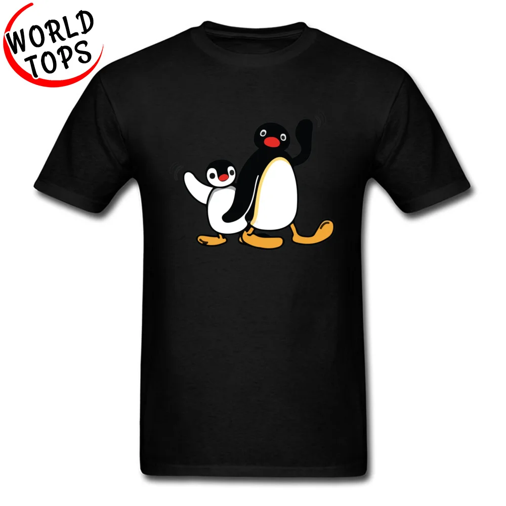 Pingu Pinga футболки с рисунком пингвинов 100% хлопок круглый вырез мужские топы