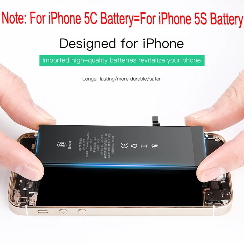 Аккумулятор для мобильного телефона Baseus для iPhone 5S, 5 s, 5c, аккумулятор, реальная емкость, 1560 мА/ч, 1440 мА/ч, сменная батарея для iPhone 5