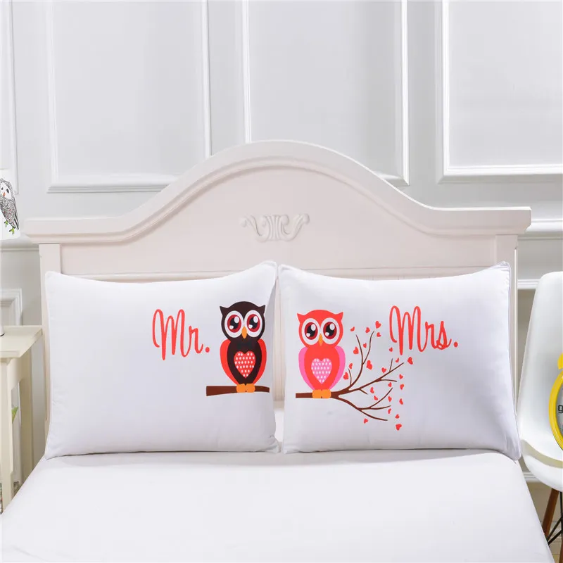 BeddingOutlet наволочка для подушки Mr и Mrs с рисунком Совы романтическая искусственная