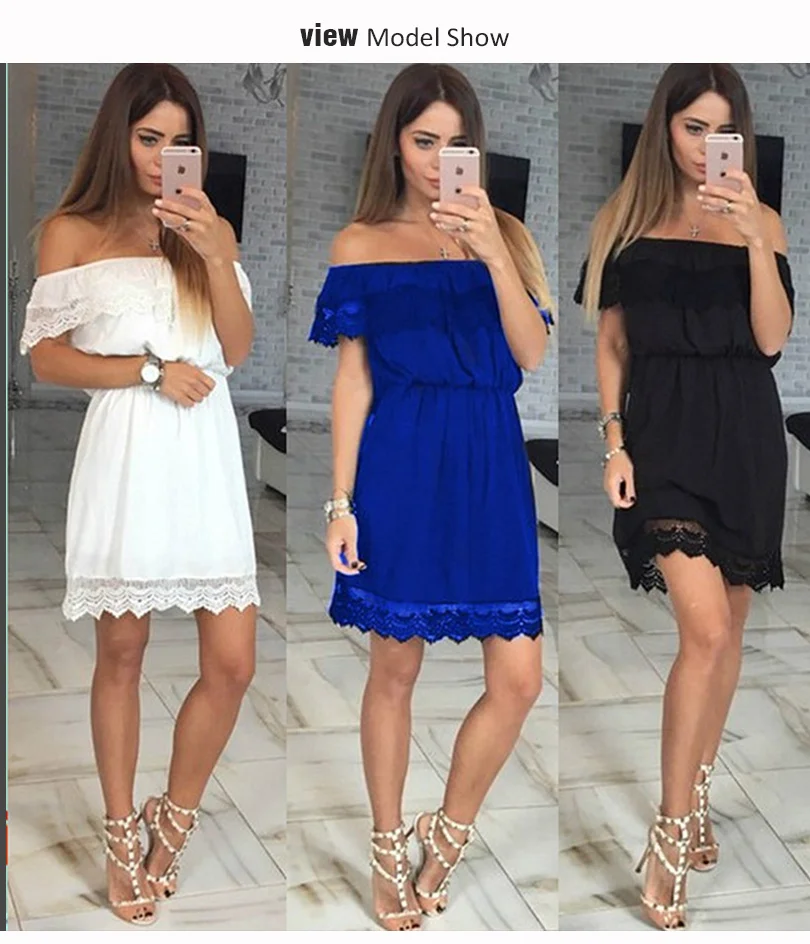 Топ модное платье, платье размера плюс, Vestidos De Fiesta, однотонное, летнее, новое, кружевное, с вышивкой, на талии, с вырезом лодочкой, с открытыми плечами, милое