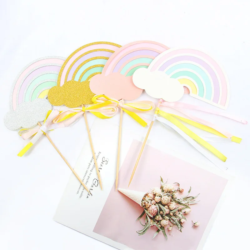 Радужный торт декоративные вывески 10 шт./партия бумага ремесло для свадебной