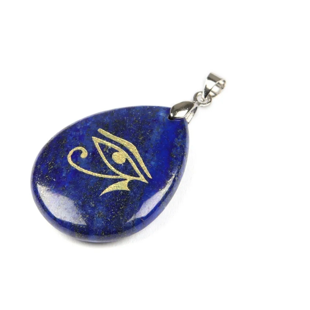 Natural lapis Солнце, Бог, глаз Хоруса, кулон, натуральный кристалл, кристалл, дух хранителя, символ, ожерелье, Древний Египет, амулет, руны, мужские ювелирные изделия - Окраска металла: Natural lapis