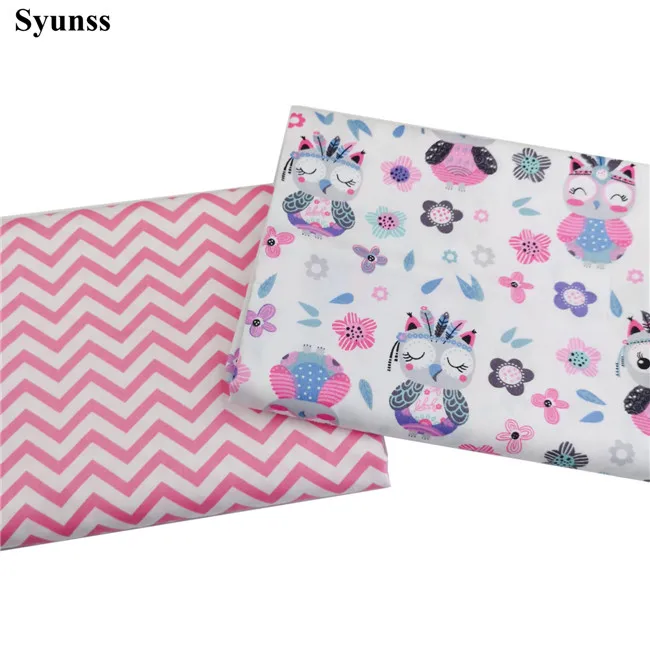 each design Syunss Diy Лоскутная Ткань для квилтинга детские кроватки подушки платье Шитье Tissus розовая Сова цветочный принт саржевая хлопковая ткань Tecido - Цвет: each design