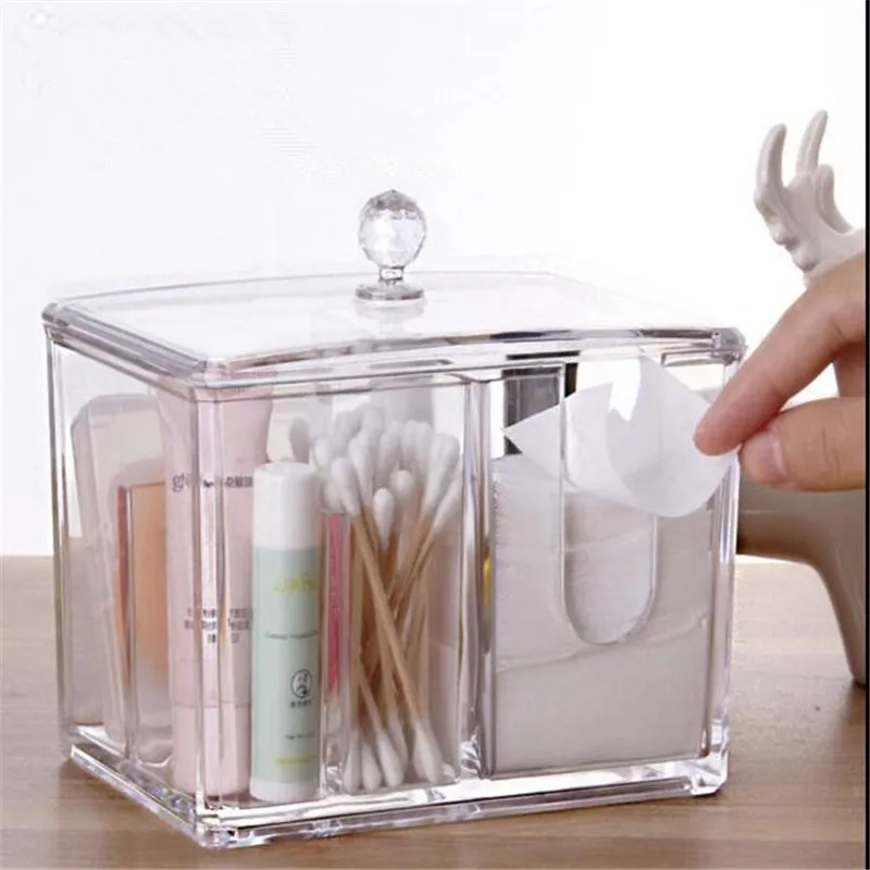 Прозрачный кристалл акриловый хлопок тампоны коробка для хранения косметики