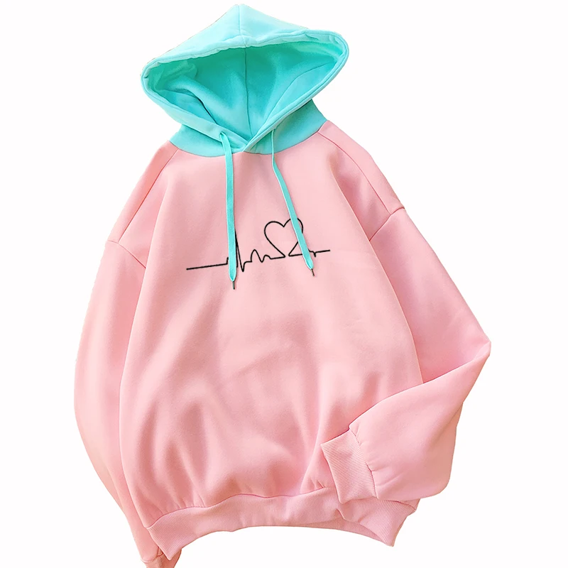 

Женская толстовка с капюшоном и принтом в виде сердца