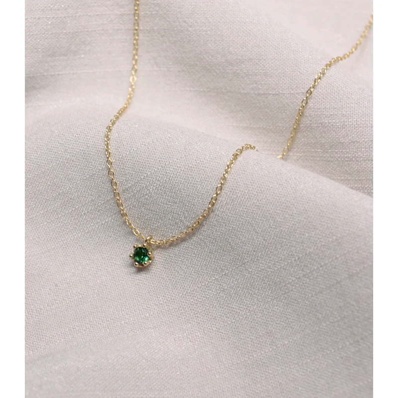 YEAJEWEL мода классический зеленый zircon контракт дизайн neckalace для женщин серебряные