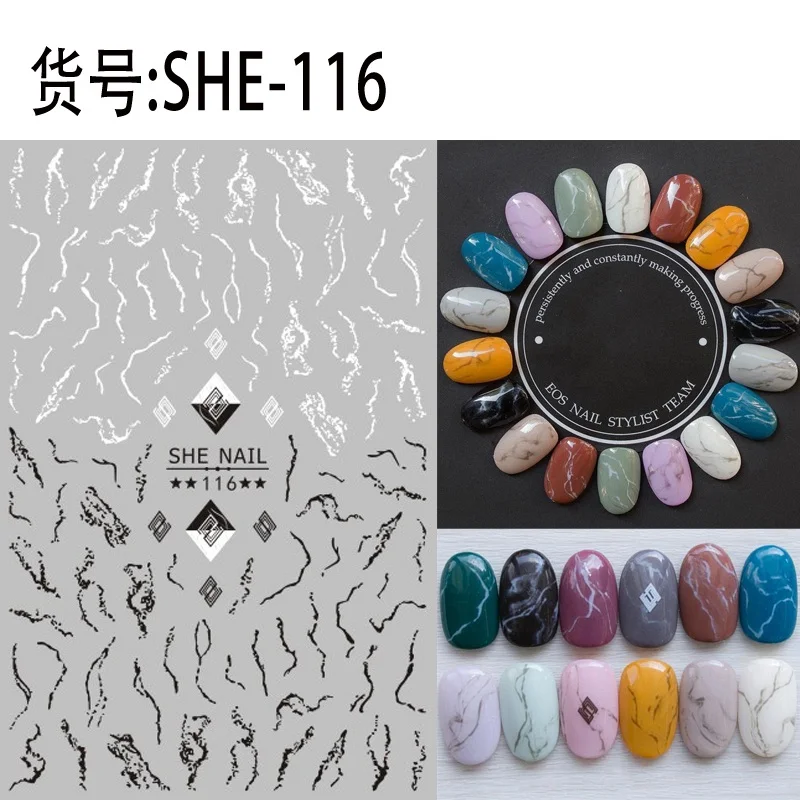 2 Sheets SHE-116 Новое поступление, 2 листа, комический клей, 3d наклейки для ногтей, наклейки из фольги для ногтей, наклейки, художественные Мультяшные украшения для ногтей, дизайнерские инструменты - Цвет: 2 Sheets SHE-116