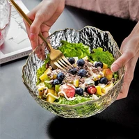 creative large size irregular gold edged transparent glass bowl dessert salad snack fruit vegetable bowl salad bowl 1pc