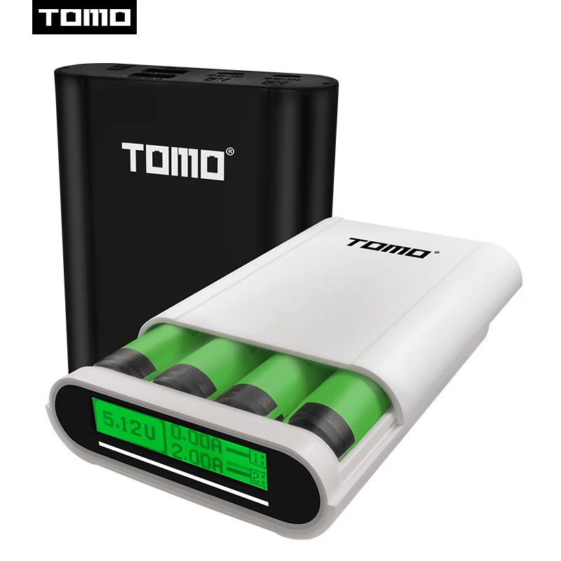Портативный внешний аккумулятор TOMO 18650 с 2 мя входами и дисплеем|18650 battery charger|18650