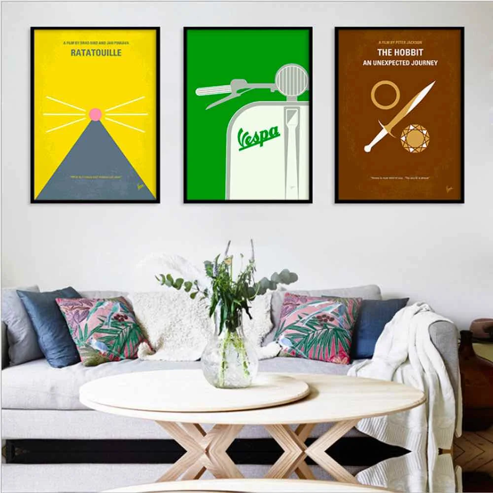 

HAOCHU Movie Poster Cartoon Canvas Painting Living Room Home Decor Painting Print Poster Simple Nordic Wall Picture