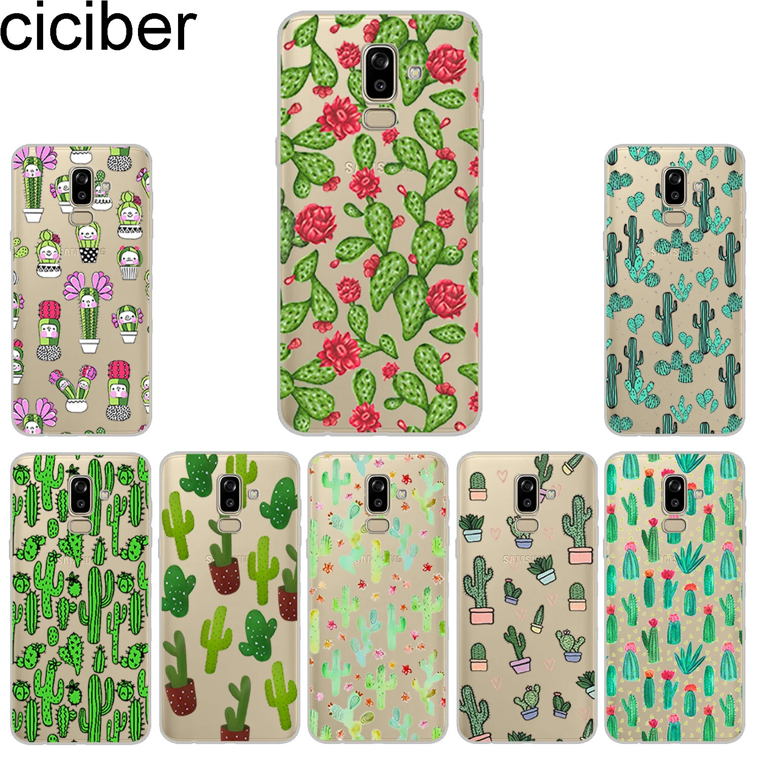 ciciber Phone Case for Samsung Galaxy J5 J6 J7 J8 Soft Back Cover J4 J3 J2 J1 Prime Core Plus 2016 2017 2018 Cactus |