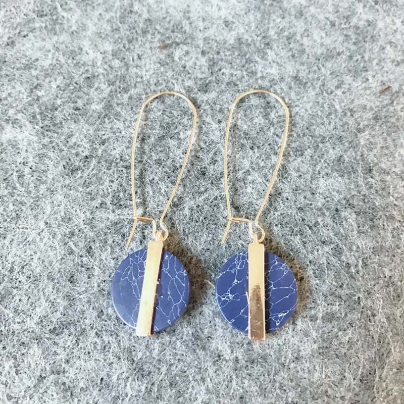 3 цвета круглые серьги с мраморным камнем модные милые брендовые ювелирные