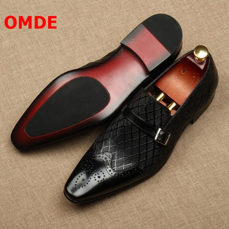 OMDE, новые мужские модельные туфли модные свадебные туфли для жениха с острым носком и пряжкой без шнуровки мужские офисные туфли для торжеств и выпускного