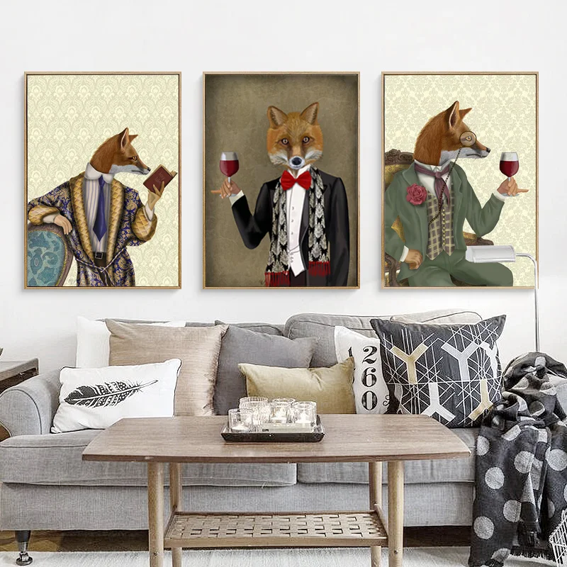 Лисий холст Художественная печать картина плакат Diy масляные стены картины для