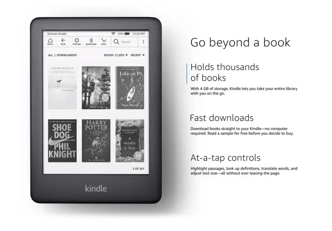 Kindle белый версия сенсорного экрана Дисплей, эксклюзивные Kindle программного обеспечения, Wi-Fi, 4 GB для чтения электронных книг e-ink экран 6-дюймовый Электронные книги