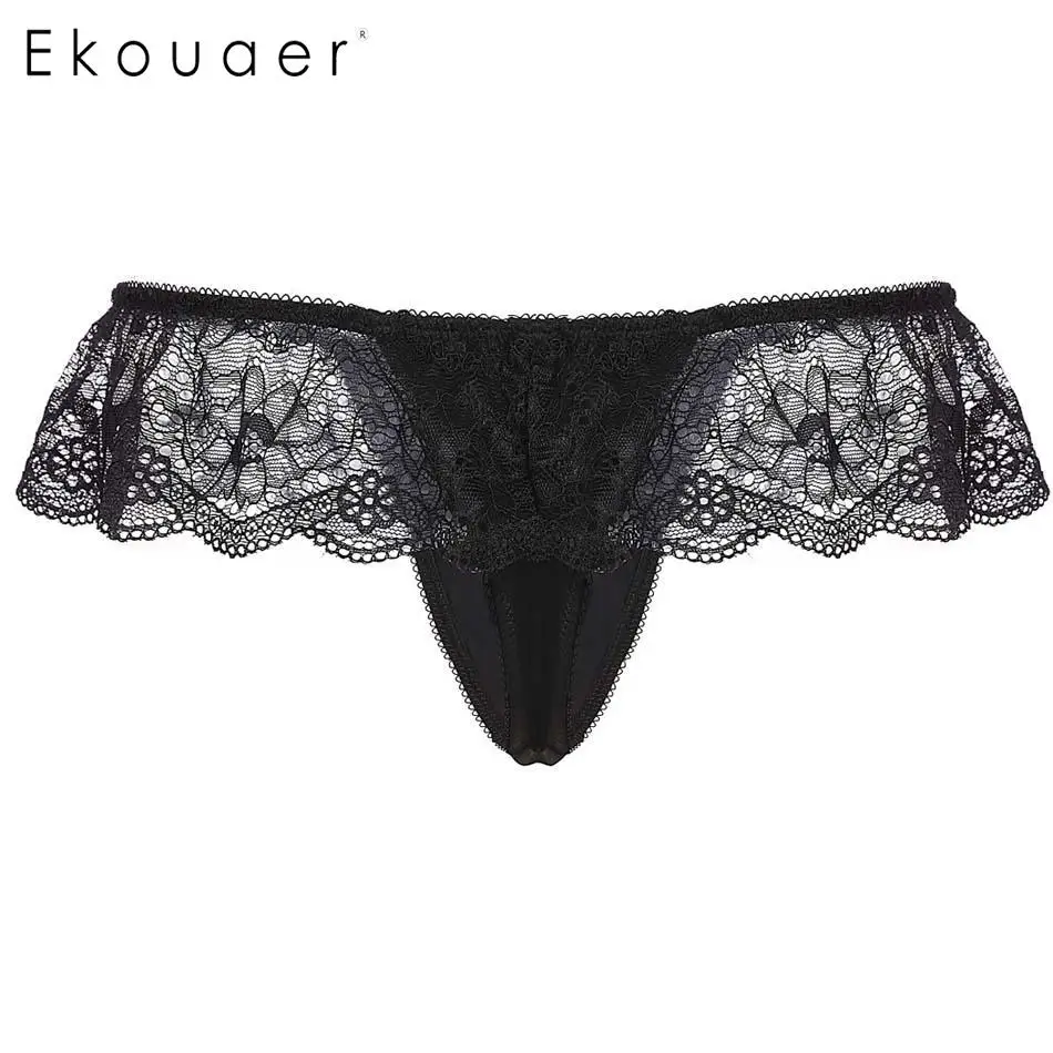 Ekouaer 3 шт./лот сексуальные кружевные стринги трусы нижнее белье женские Полностью