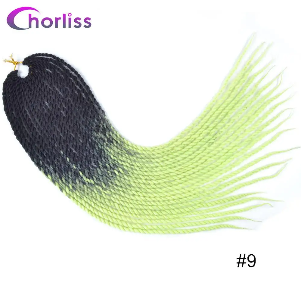 Chorliss, 24 дюйма, мягкие, вязанные крючком косички, черный, коричневый, синтетические волосы, косички, Сенегальские, крученые, канекалон, наращивание волос, мятный, зеленый - Цвет: #12