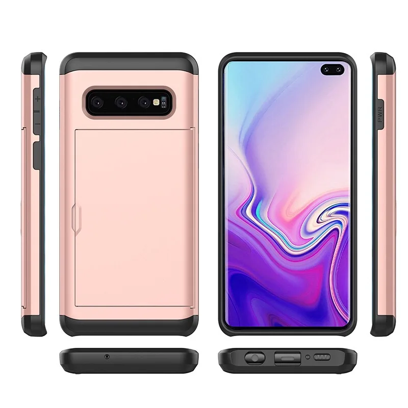 Твердый чехол CYATO Slide Card для Samsung Galaxy S10 Plus S10E чехлы телефонов Роскошный деловой S9