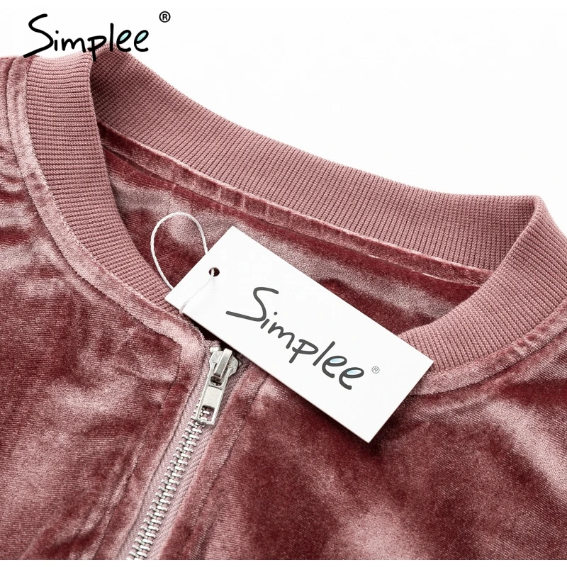 Simplee/Бархатная простая куртка-пальто с круглым вырезом Женская Повседневная