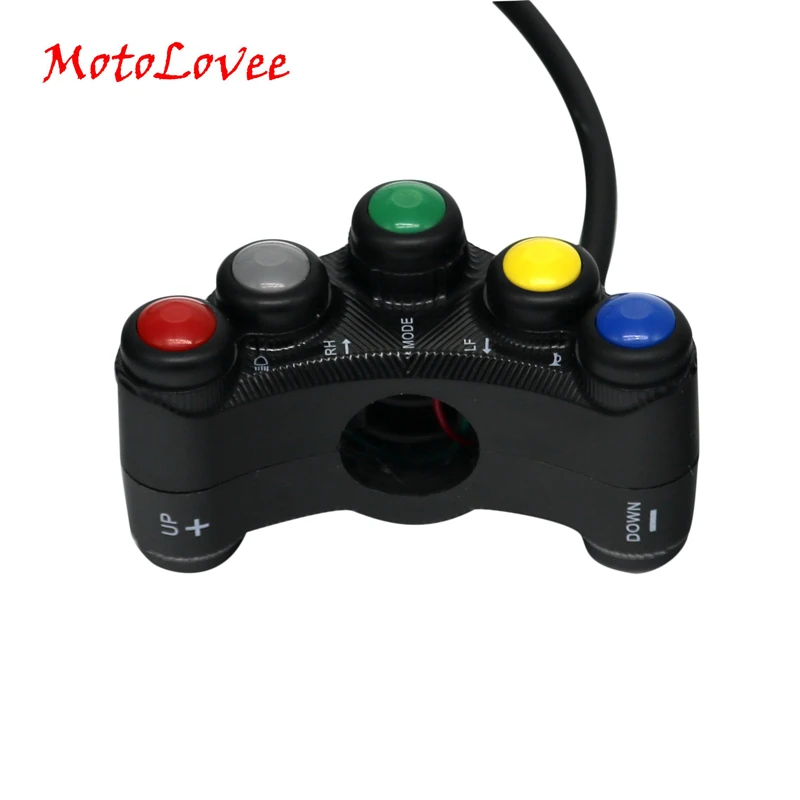 

MotoLovee 12V Motorcycle Switches 7/8" 22mm Handlebar Headlight Turn Signal Fog Lights Horn ON OFF Sound Adjust 7 Function