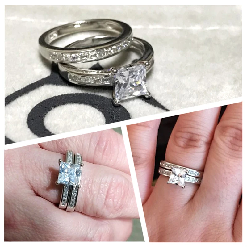 ORSA JEWELS Роскошные 1ct квадратные хрустальные свадебные наборы для свадьбы и Помолвки серебряного цвета кольца для женщин романтические циркониевые ювелирные изделия OR28