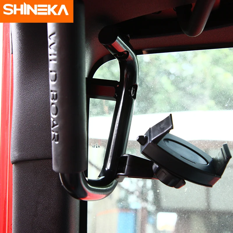 shineka armrests for jeep wrangler jk 2007 2017 car front metal top handle with phone holder kit accessories for jeep wrangler free global shipping