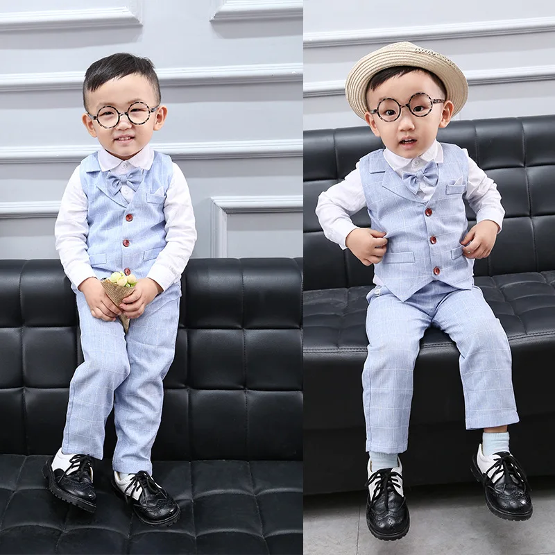 Брендовое платье с цветочным узором для мальчиков летний строгий костюм малышей