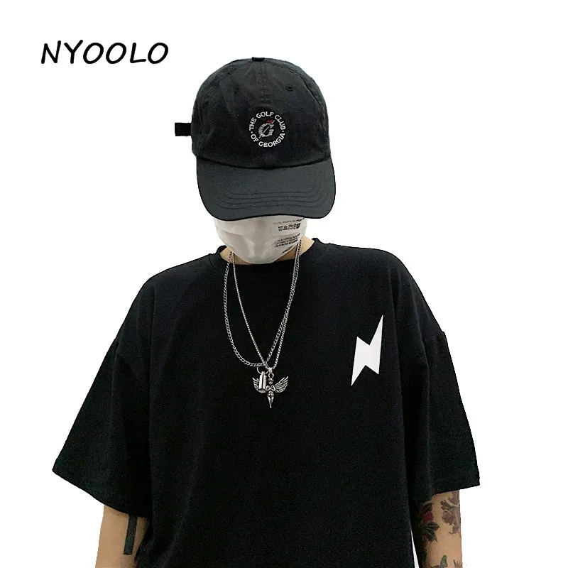 NYOOLO Harajuku Винтажная футболка с надписью Ангел Дьявол летняя свободная уличная