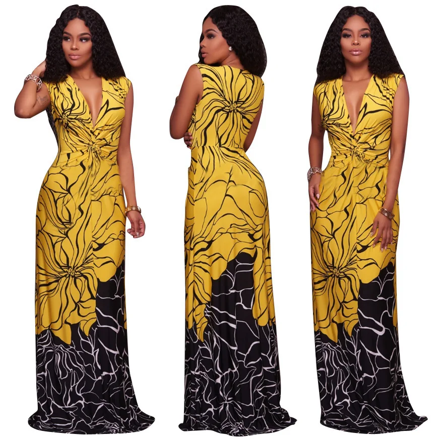

2018 elegent fashion style african women plus size long dress L-3XL