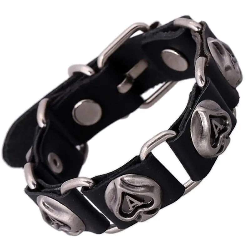 Модные Панк черные мужские и женские ювелирные изделия браслет из натуральной