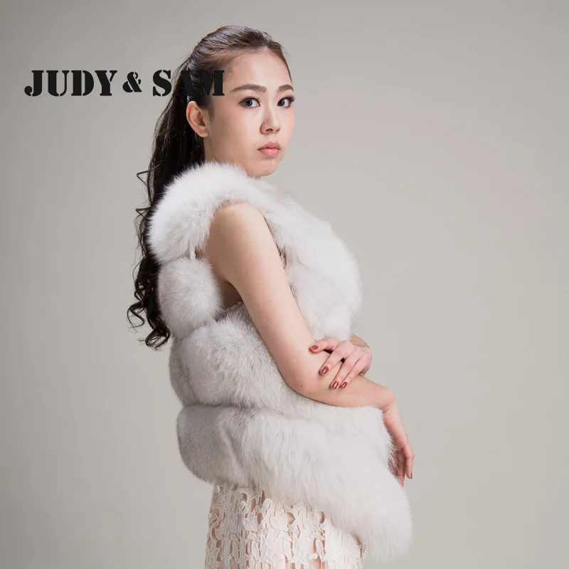 Классический качество натуральным лисьим Мех животных жилет Женская Мода пальто