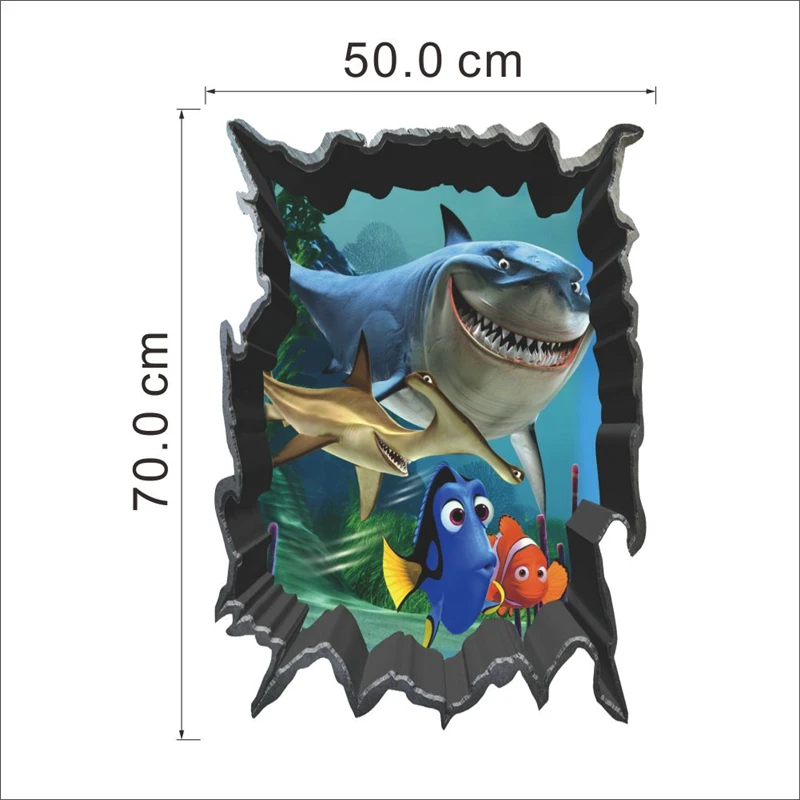 3d яркие настенные наклейки Dory Nemo Shark с отверстиями для детской комнаты спальни