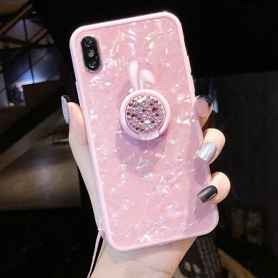 LaMaDiaa, стразы, кольцо, подставка, держатель, чехол для iPhone6, 6 S, 7, 8 PLUS, X, XS, MAX, XR, Dream Shell, чехол для телефона, s, IMD, силиконовая задняя крышка - Цвет: 1