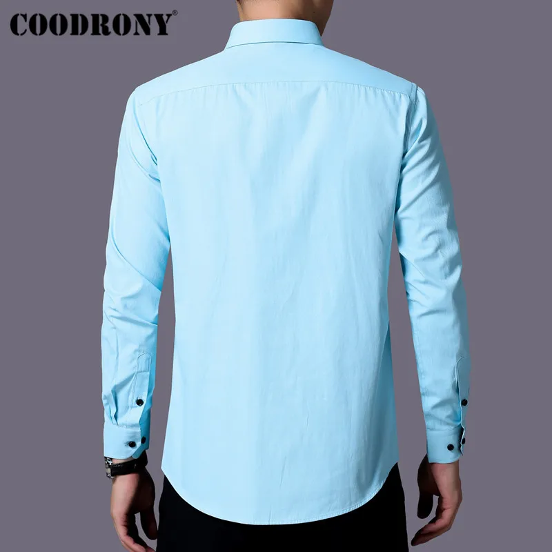 COODRONY, мужская рубашка, осенняя уличная мода, повседневные рубашки, хлопковая рубашка, Мужская одежда, облегающая, с длинным рукавом, Camisa Masculina 96036