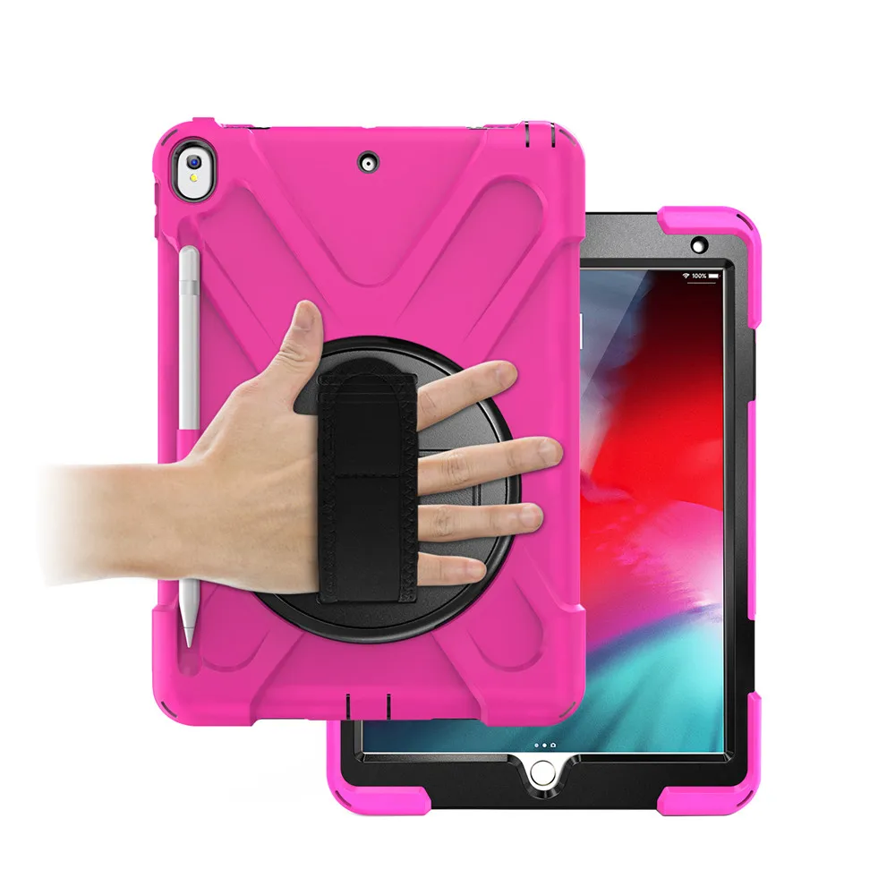 Rosered Сверхмощный Детский защитный чехол для Apple iPad Pro 10. ", ПК и силиконовая подставка для рук и плечевых ремней для планшетов Чехол для iPad Pro 10. 5" - Цвет: Rosered