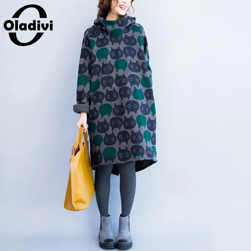 Бренд Oladivi большие размеры женские бархатные толстовки Женская Повседневная