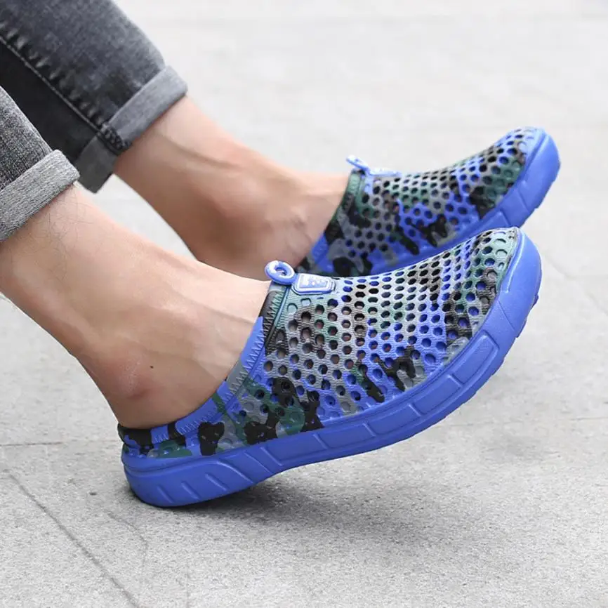 Мужские пляжные сандалии быстросохнущие летние дышащие шлепанцы на плоской