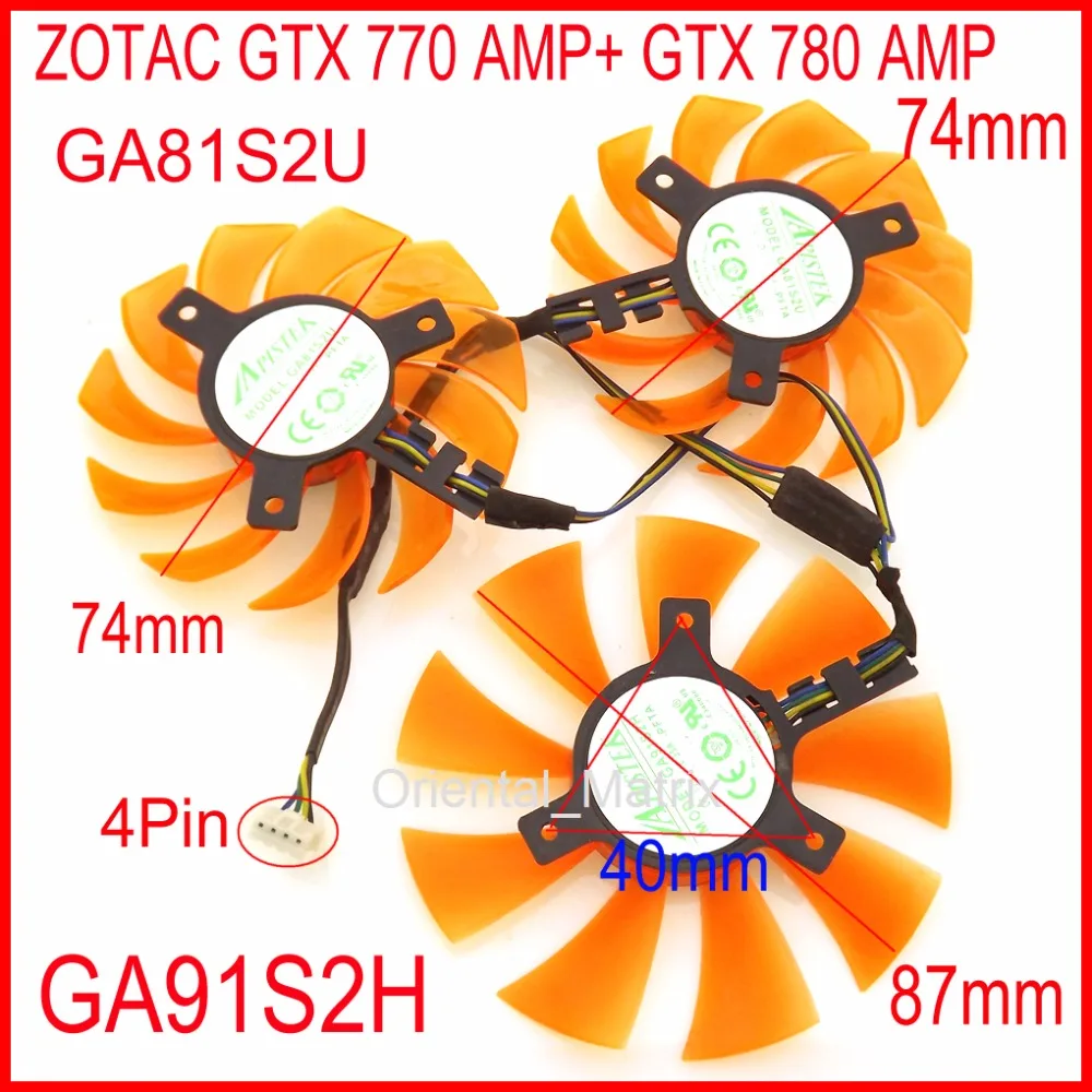 3 шт./лот APISTEK GA91S2H GA81S2U 12 В 4 провода 4Pin для ZOTAC GTX 770 AMP + 780 охлаждающий вентилятор