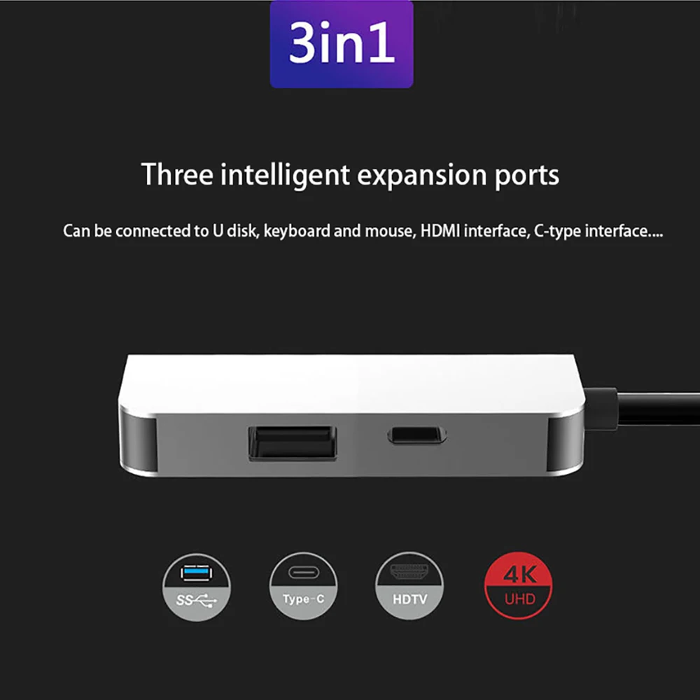 3 в 1 USB C Type к HDMI 4K адаптер док станция USB3.0 PD Быстрая зарядка концентратор Thunderbolt для