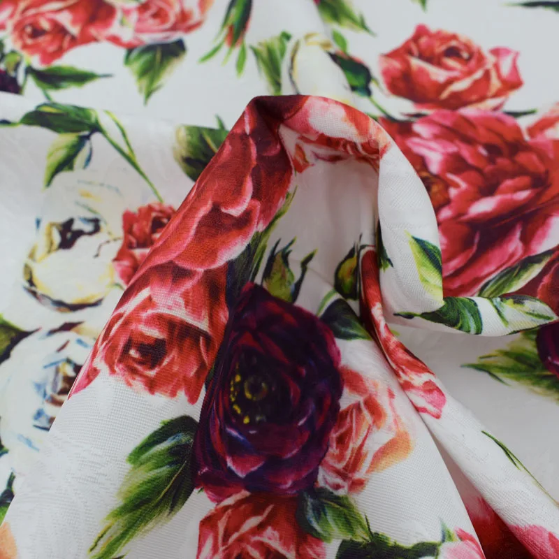 Горячая Распродажа 2019 модная жаккардовая ткань с цифровым рисунком роз и пионов