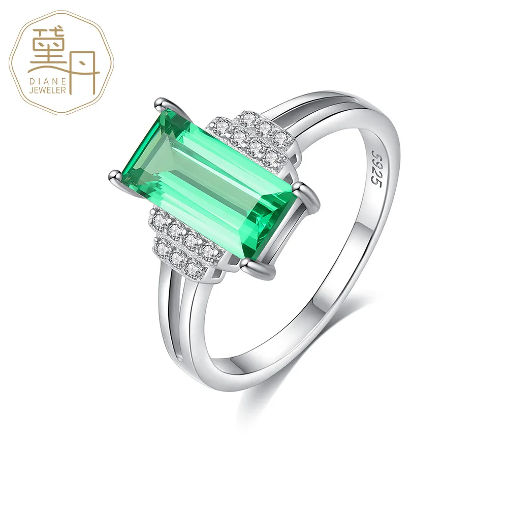 S925 Серебряное Изумрудное Кольцо женское европейско американское Новое модное