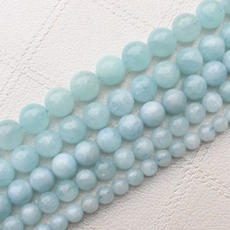 Wholesale Natural Aquamarines 8-16mmRound Beads 15