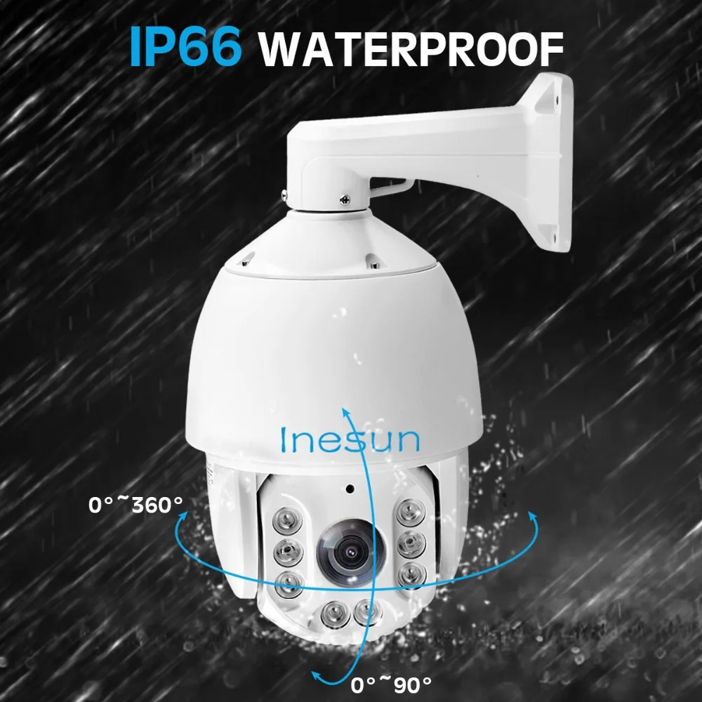 Inesun H.265 наружная PTZ IP камера безопасности 7 дюймов 5MP супер HD 2592x1944 30X оптический зум
