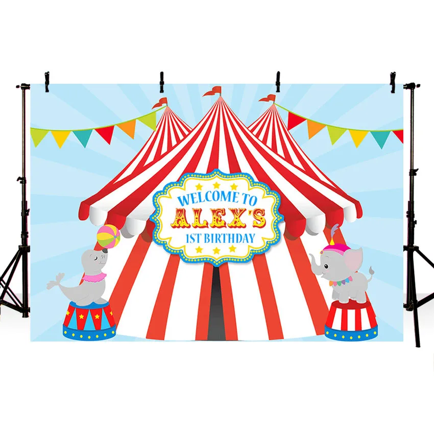 

Carnival Circus Party Photography Backdrop Bunting 1st Birthday Party Backgrounds Photocall Vinyl Background Photography