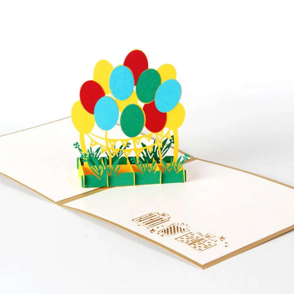3D всплывающие Красочные воздушные шары поздравительная открытка Рождество День