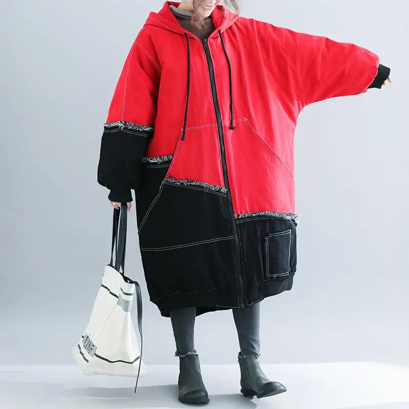 Женская куртка парка плюс Размеры зимние пальто свободного кроя стеганые