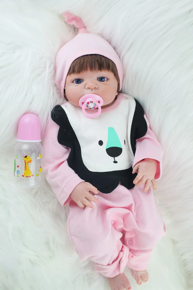 

55cm Full Silicone Body Reborn Baby Girl 22" Lifelike Vinyl Newborn Princess Toddler Dolls Waterproof Bathe Toy Birthday Gift