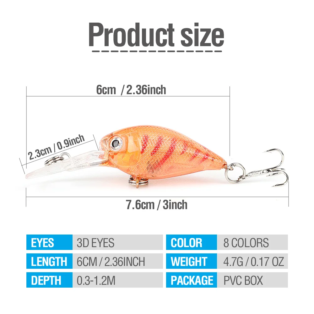 DONQL 8pcs/ Set Hard Baits Wobbler Minnow Fishing Lures 4.7g 6cm Crankbaits Fishing Bait Kit With Treble Hooks And Split Rings
